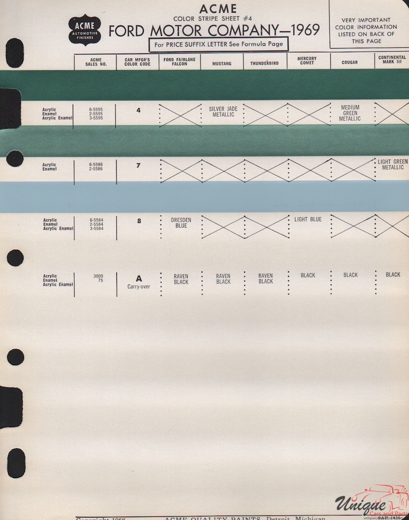 1969 Ford Paint Charts Acme 4